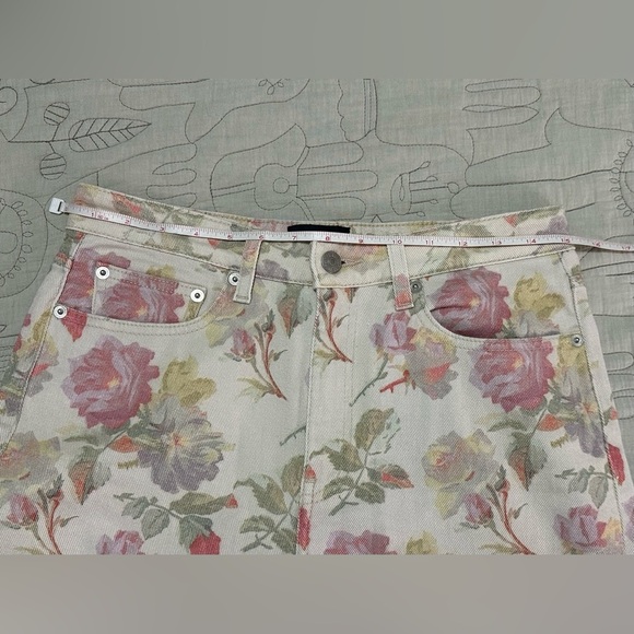 NWT The Kooples Rose Printed Boyfriend Jeans Ecru Floral Zip-Fly - Picture 9 of 16